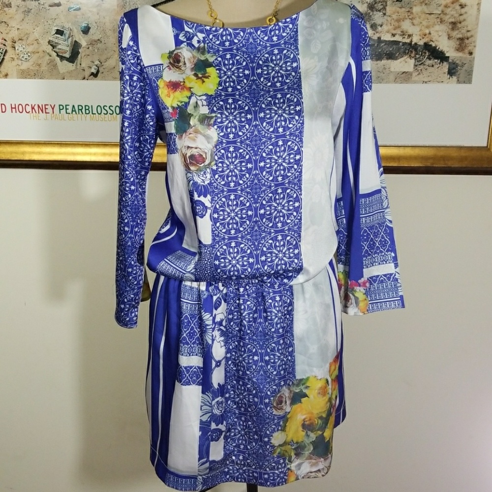 Any day Pattern Floral Blue Dress Size M